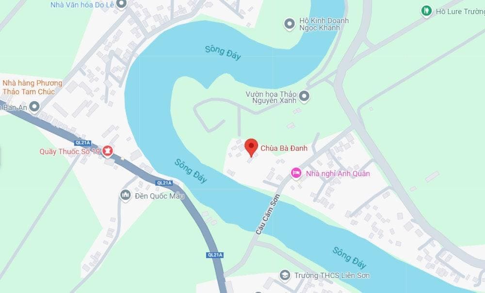 Chùa Bà Đanh tọa lạc tại thôn Đanh, xã Ngọc Sơn, huyện Kim Bảng, tỉnh Hà Nam, cách Hà Nội khoảng 60km. (Nguồn: Internet)